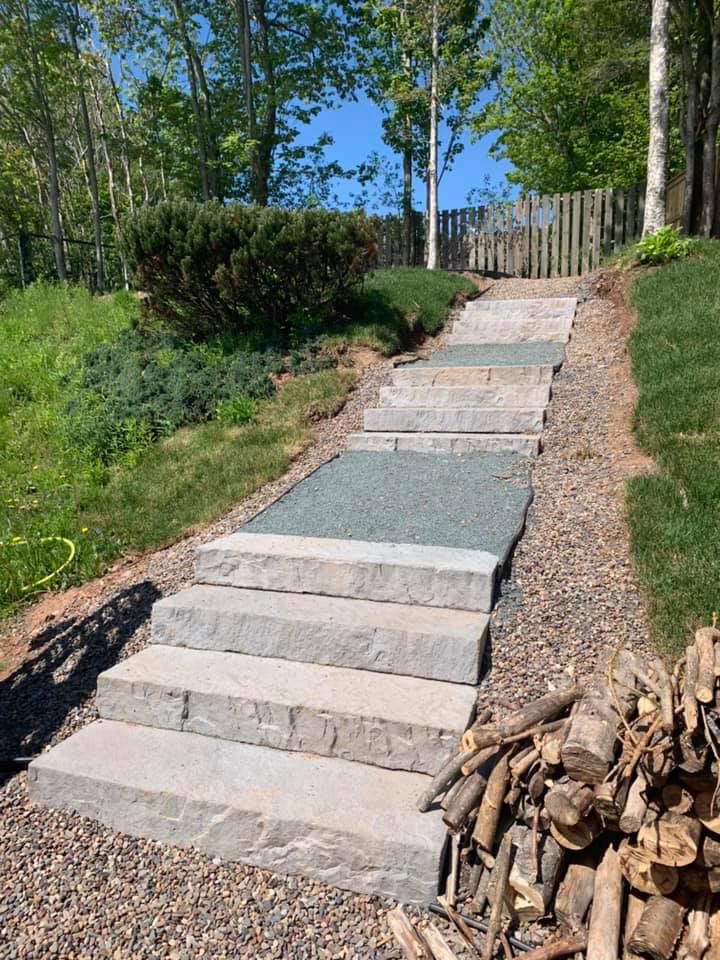 Concrete stairs and new pressure treated privacy fence Archadeck of Nova Scotia